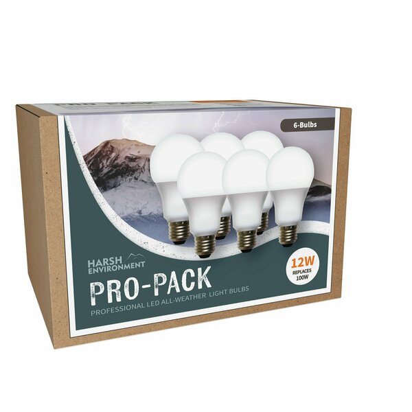 Miracle Led LED Harsh Environment Pro-Pack 12W Replaces 100W, Shatter Resistant All Weather Lightbulb, 6PK 801681